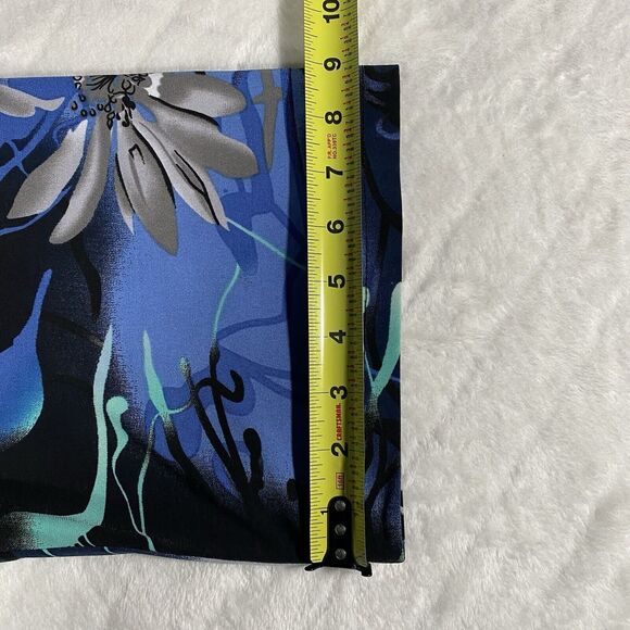 Ulla Popken Top Women's Plus Sz 24/26 Blue Abstract Artsy Stretch Button Down - Picture 7 of 8